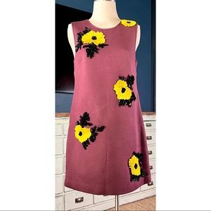 Anthropologie Purple Mini Dress with Yellow Floral Accents